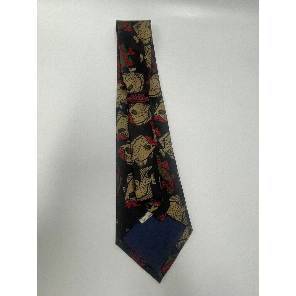 Mercedes Handmade Myung Ju Silk Fish Print Tie
